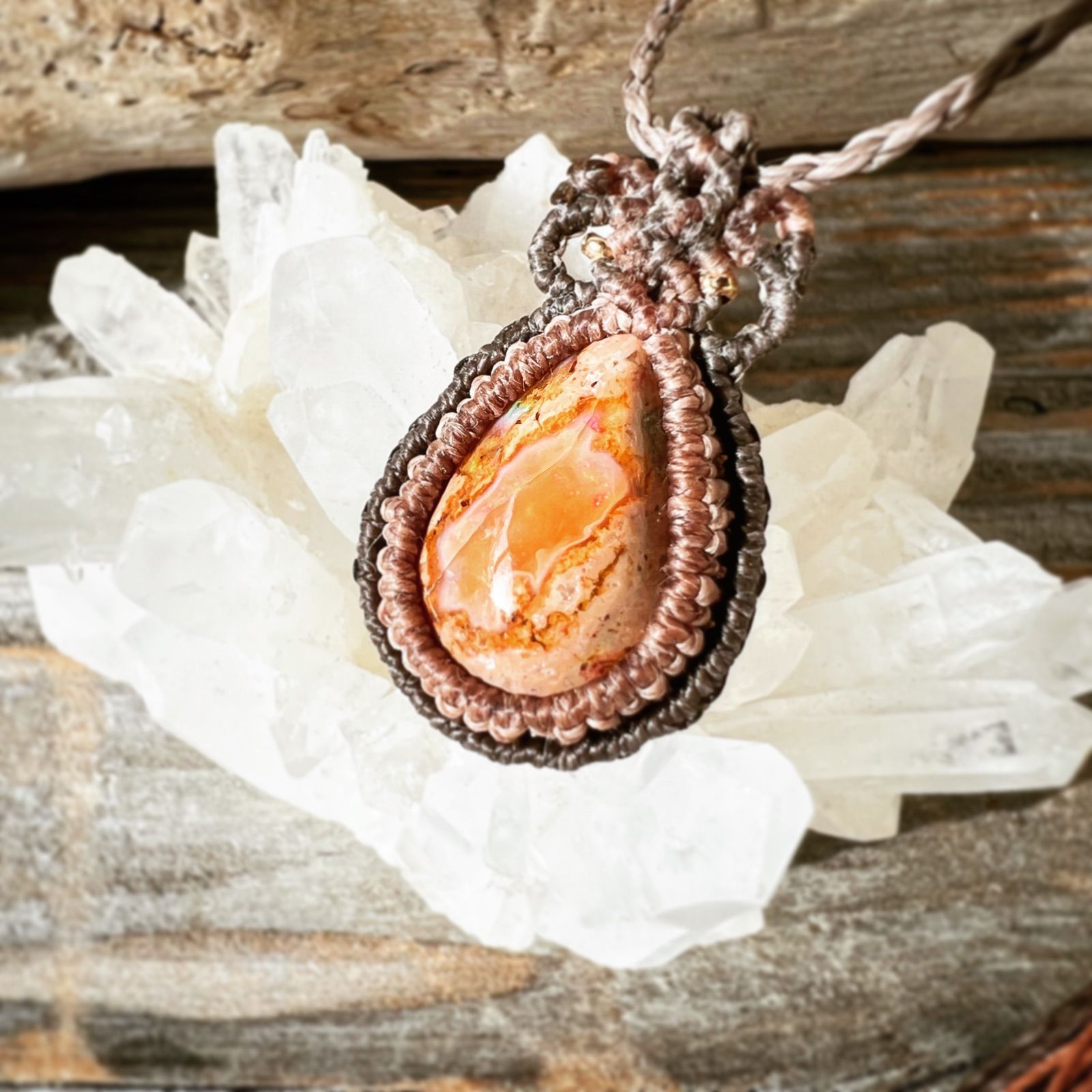 天然石カンテラオパール ネックレス 宝石 K18 珍しい稀少 ケ00