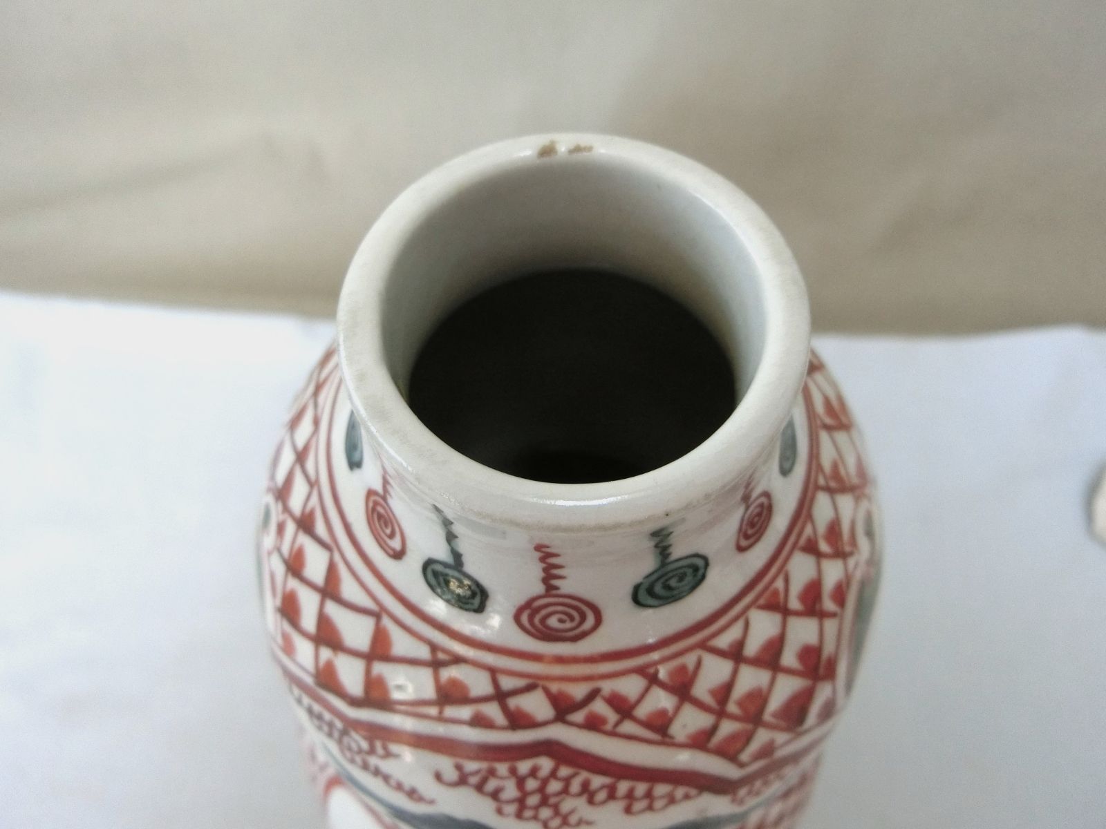 【九谷瓢箪型花器　色絵　角福銘　窓絵花鳥人物図・33】◆花瓶鑑賞　美術工芸　見事 九谷瓢箪型花器 色絵 角福銘 窓絵花鳥人物図・33】 鑑賞陶磁器