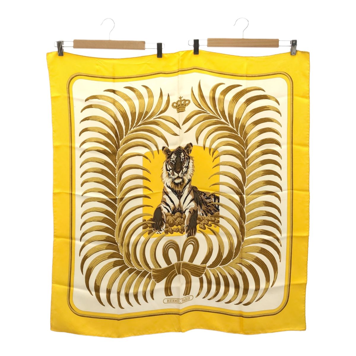 HERMES エルメス スカーフ カレ90 Tigre Royal 王者の虎 イエロー