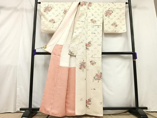 平和屋着物○上質な小紋 摺り型友禅 草花丸文 金彩 正絹 逸品 AAAT0219zg