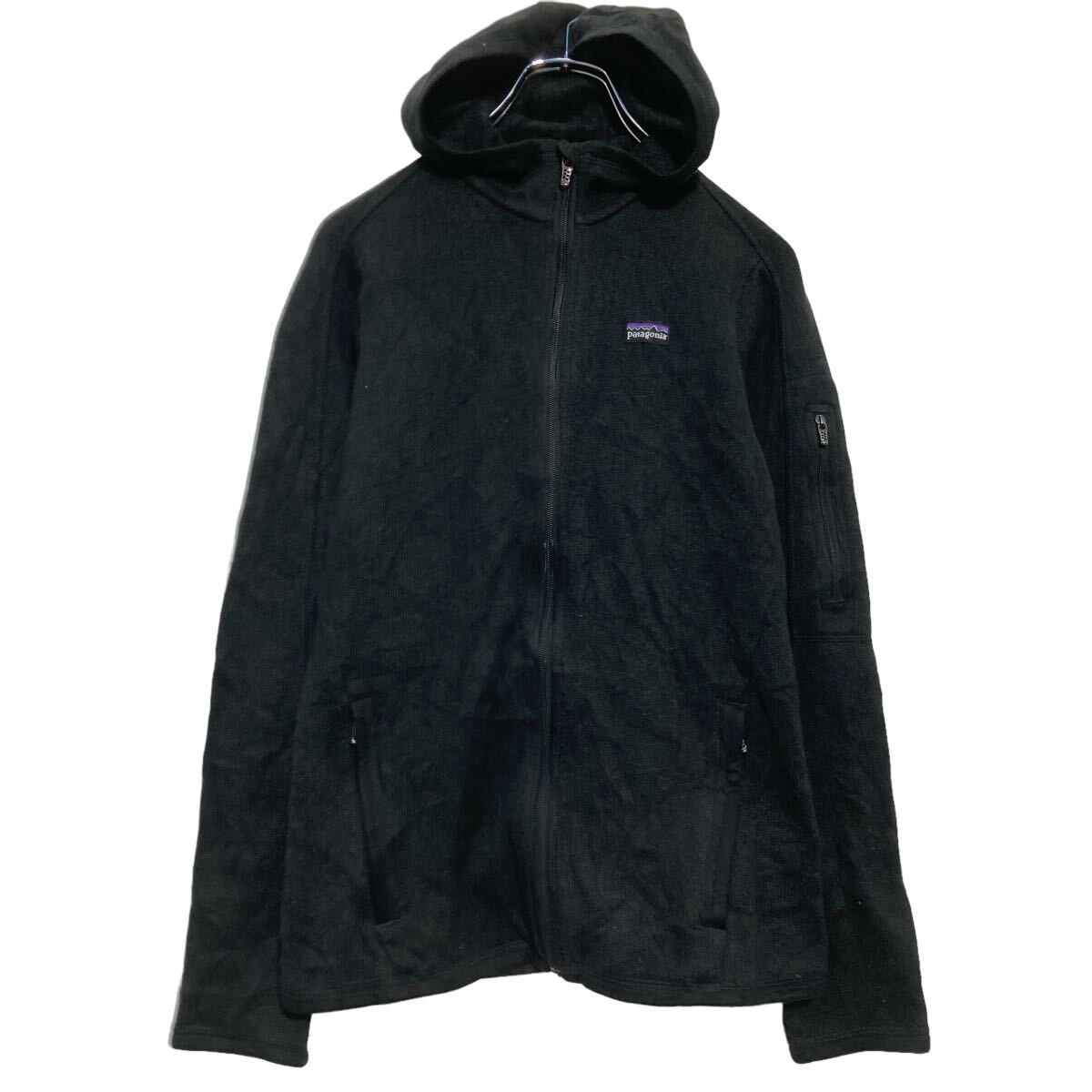 patagoniaジップアップ ニット パーカー XS レディース ブラック 