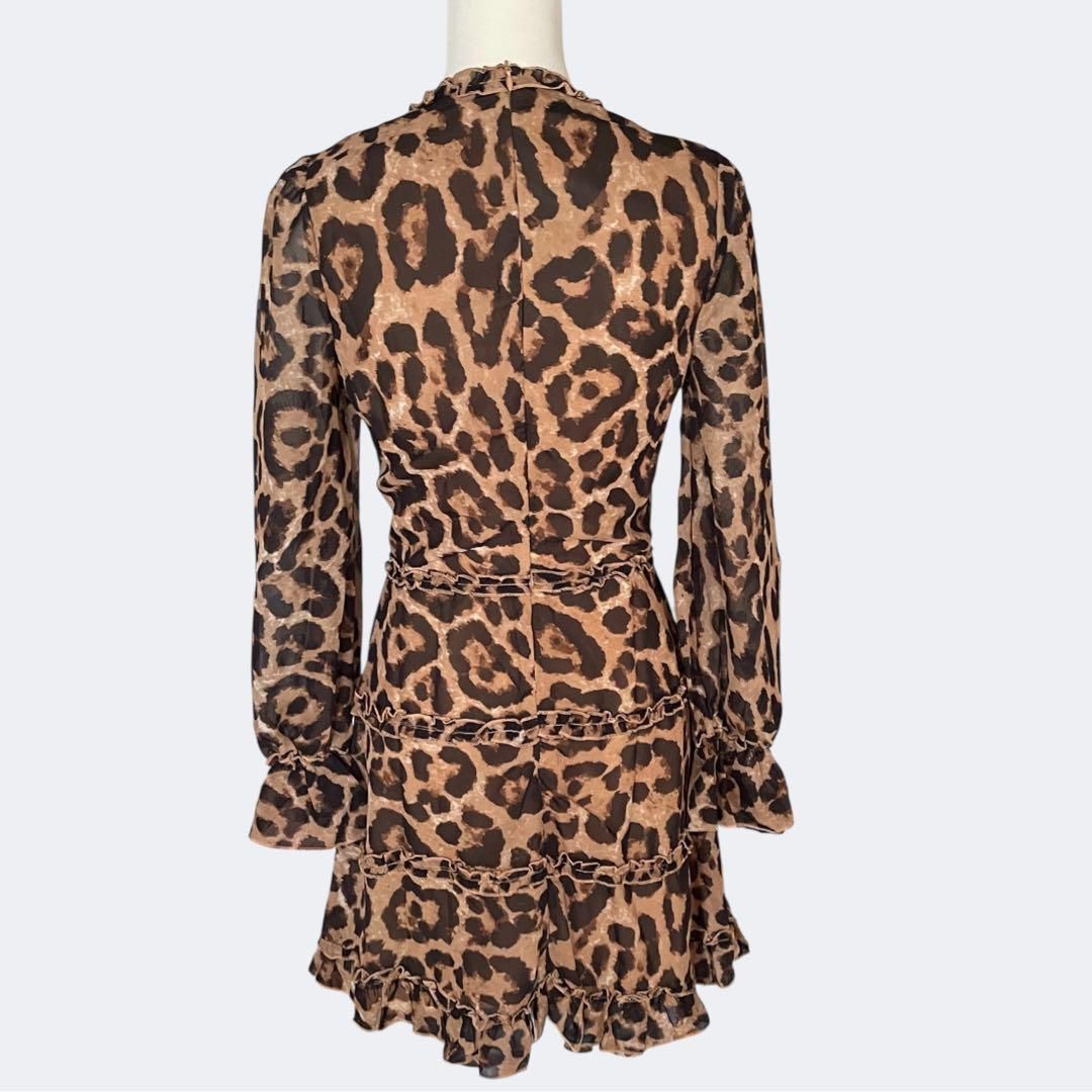 QUIZクイズ 秋冬レオパード柄ブラウンアニマル