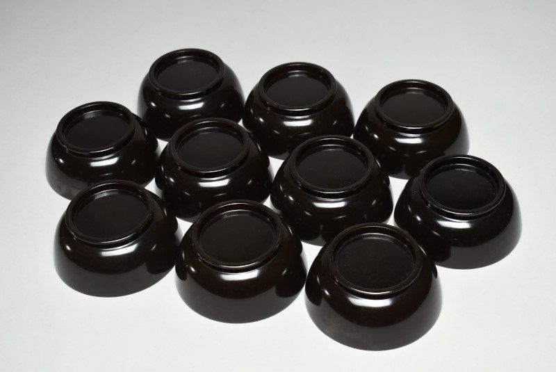 蔵A4909a 木製蒔絵 蝶草図 吸物椀 汁碗 十客 WWW_IBETON_RU