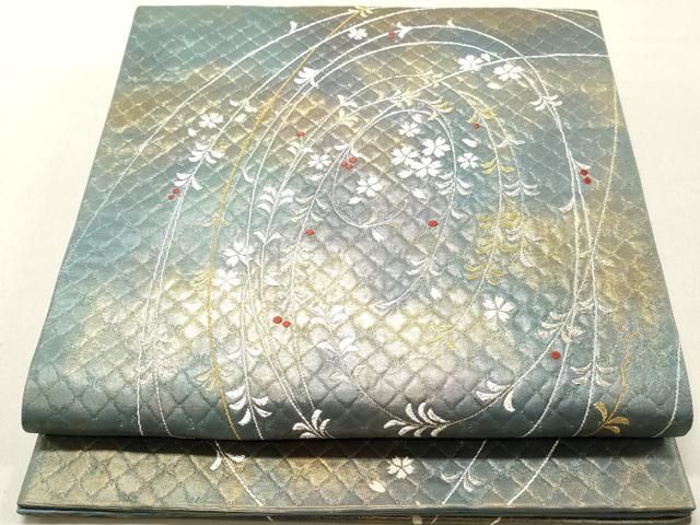 鉄腕アトム様［4887］袋帯 美品 舞蝶花文様 金銀糸 唐織 六通 正絹 着物黒 鉄腕アトム様［4887］袋帯 美品 舞蝶花文様 金銀糸 唐織 六通