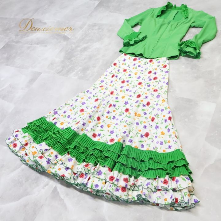 スカートフリル 花柄スカート