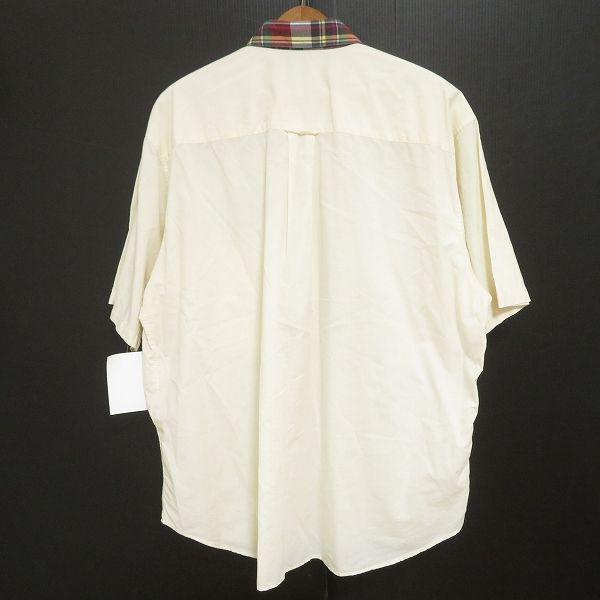snc パパス Papas 半袖シャツ LL アイボリー チェック ロゴ 大きいサイズ メンズ 964885
