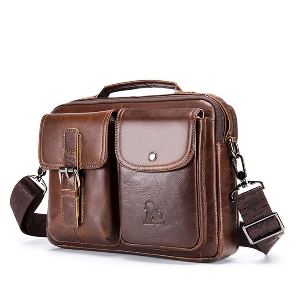 ☆ ブラウン ☆ ショルダーバック かばん 紳士 斜めがけ 本革 bag91203