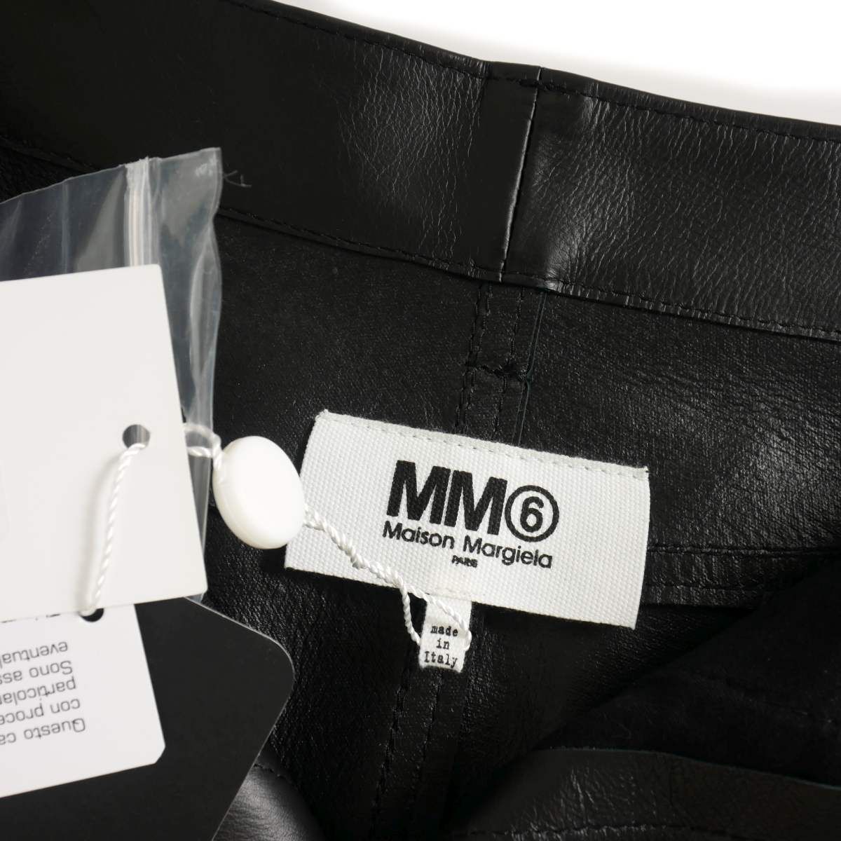 エムエムシックス メゾンマルジェラ MM6 Maison Margiela レザー ミニスカート 36 黒 ブラック S52MA0157 SY1548  900 国内正規