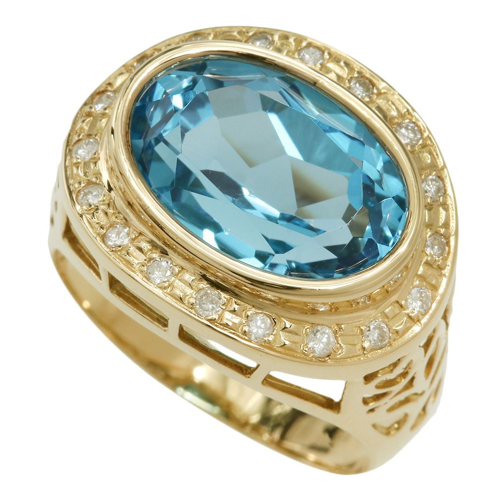 本物保証】 鑑付 新品同様 リング 指輪 約6.5g K18YG 天然トパーズ  