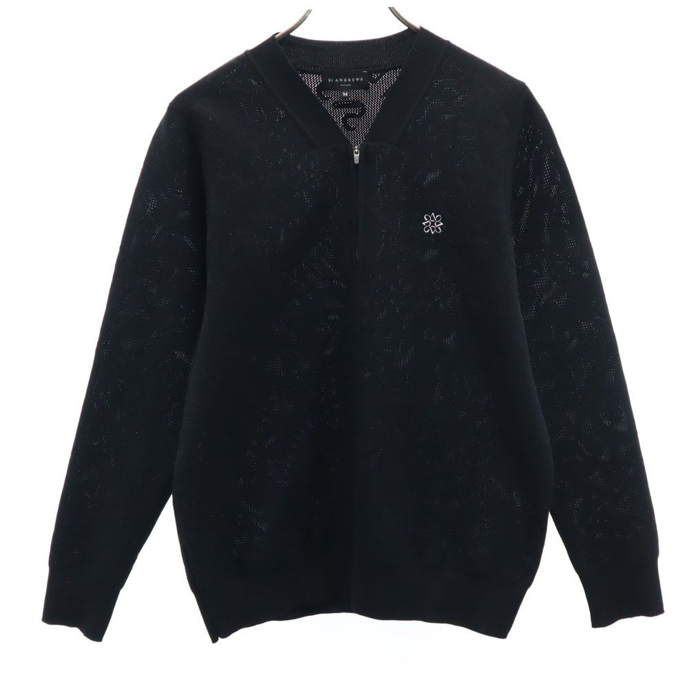 新品 St.ANDREWS ゴルフ ニット ジップアップセーター ブラック S