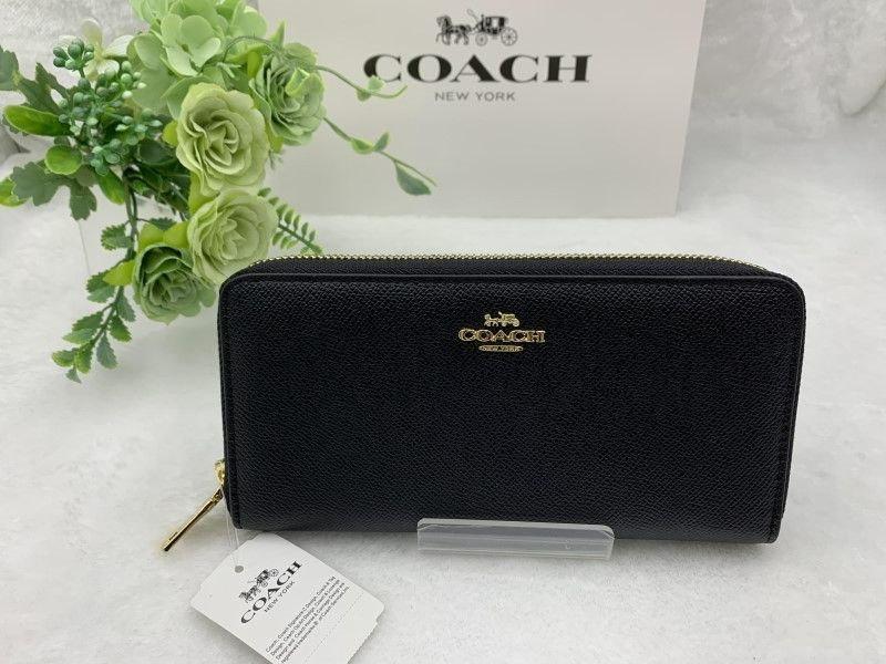 コーチ 長財布 COACH 財布 レディース メンズ ブラック黒 アコーディオン ウォレット プレゼント 贈り物 ギフト ラウンドファスナー ロング ジップ ファッション 新品 未使用  F52372 A218Z-25