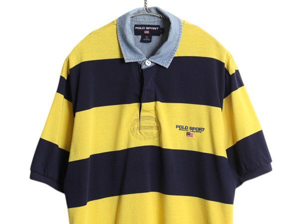 POLO SPORTS ラルフローレン ラガーシャツ 長袖 ロゴ ボーダー XL Polo
