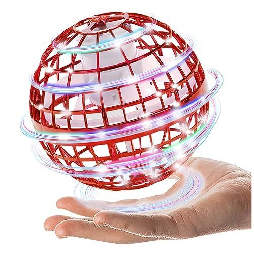 レッド AOMEVOLEOフライングライトボール 正規品 飛行ボール ジャイロ UFO ドローンおもちゃ 360回転 LED付き 子供のプレゼント (赤)