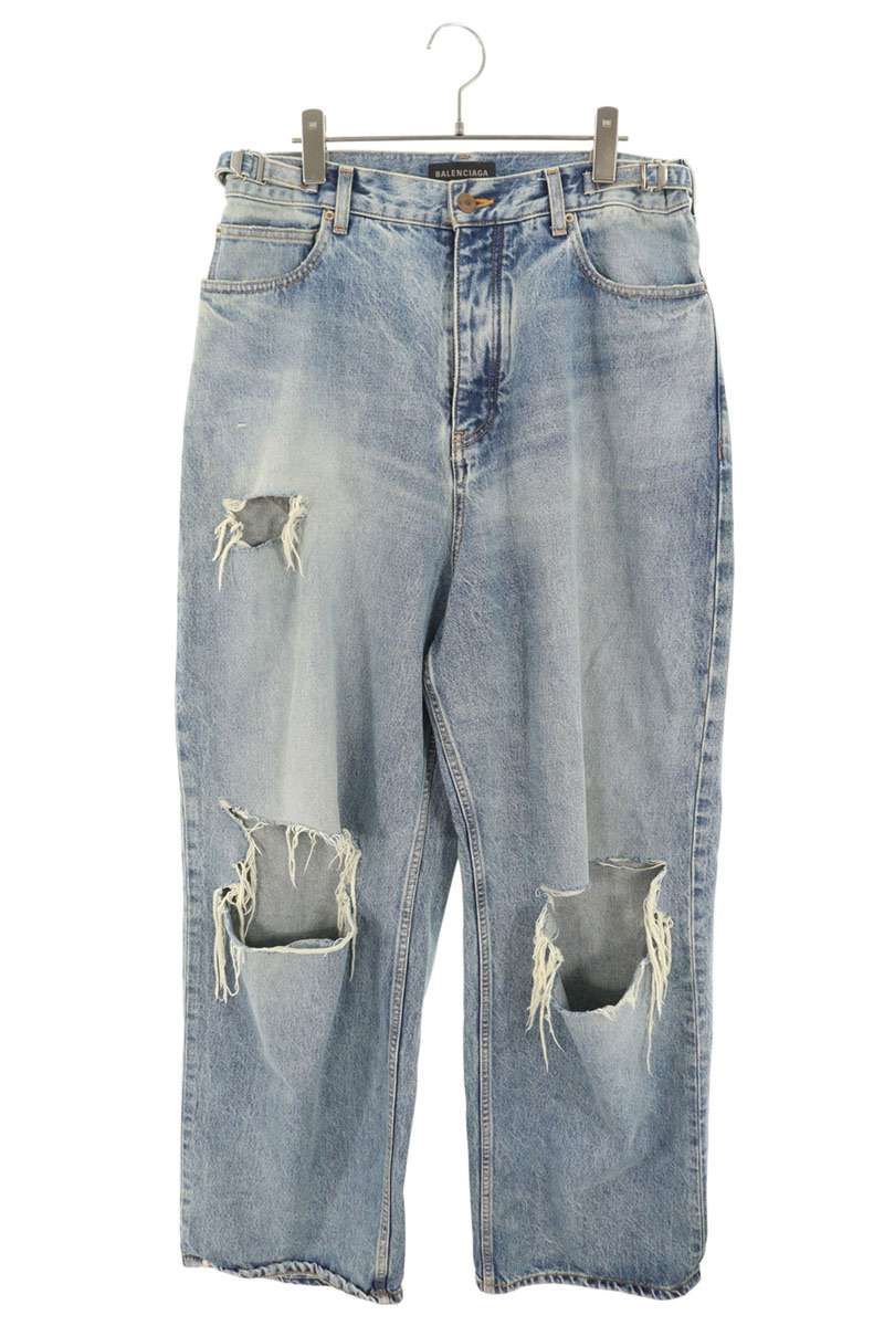 バレンシアガ 23AW 697833 TDW14 デストロイ加工スーパーラージバギーデニムパンツ メンズ XS