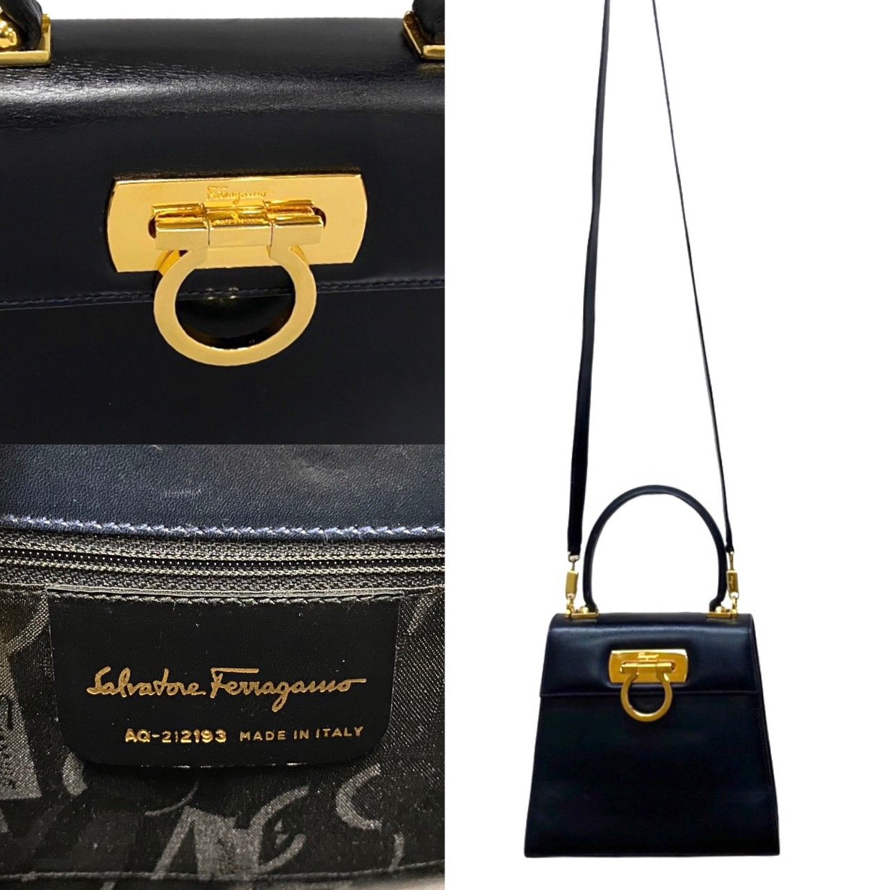 極 美品 保存袋付 Salvatore Ferragamo フェラガモ ガンチーニ カーフ ...