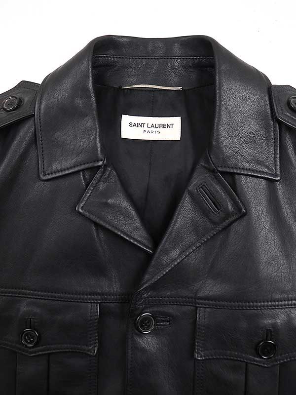 SAINT LAURENT PARIS ミリタリーレザージャケット 46 SAINT LAURENT PARIS サンローラン パリ 15SS ミリタリーポケット