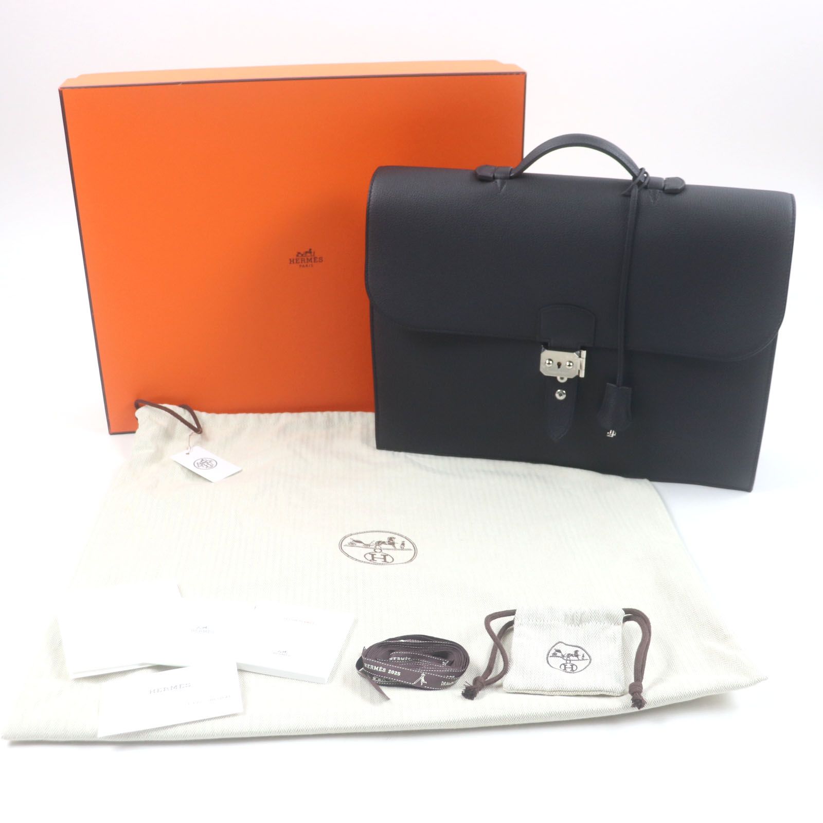 美品◇エルメス サックアデペッシュ38 ブリーフケース 本革 レザー ブラック HERMES エルメス サックアデペッシュ38 ビジネスバッグ 書類