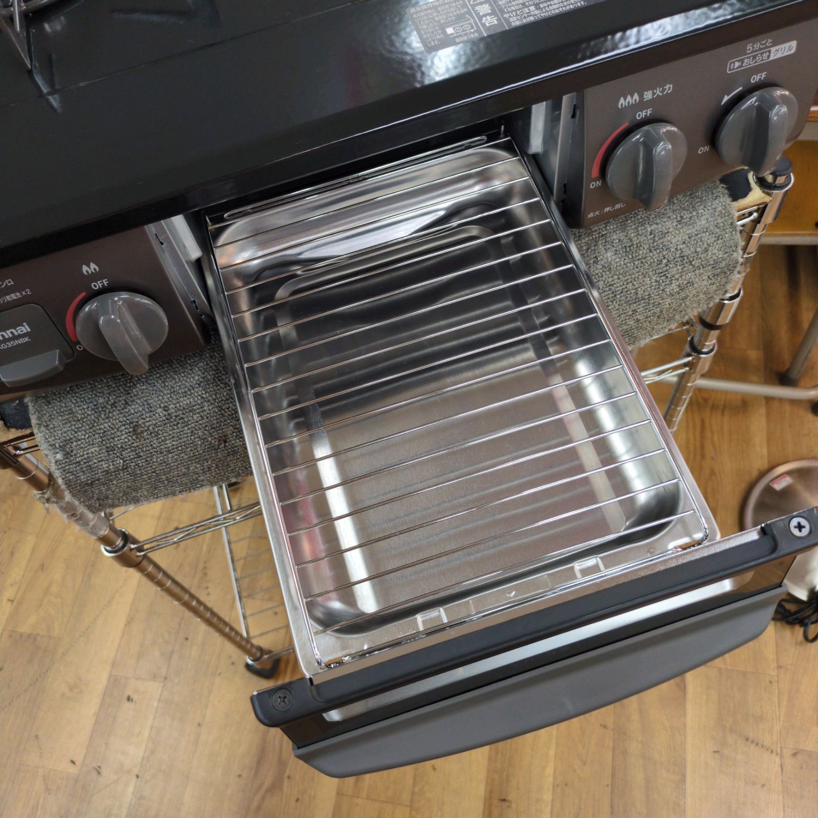 J577 比較的キレイ 製 Rinnai 都市ガスコンロ 水無し片面焼きグリル