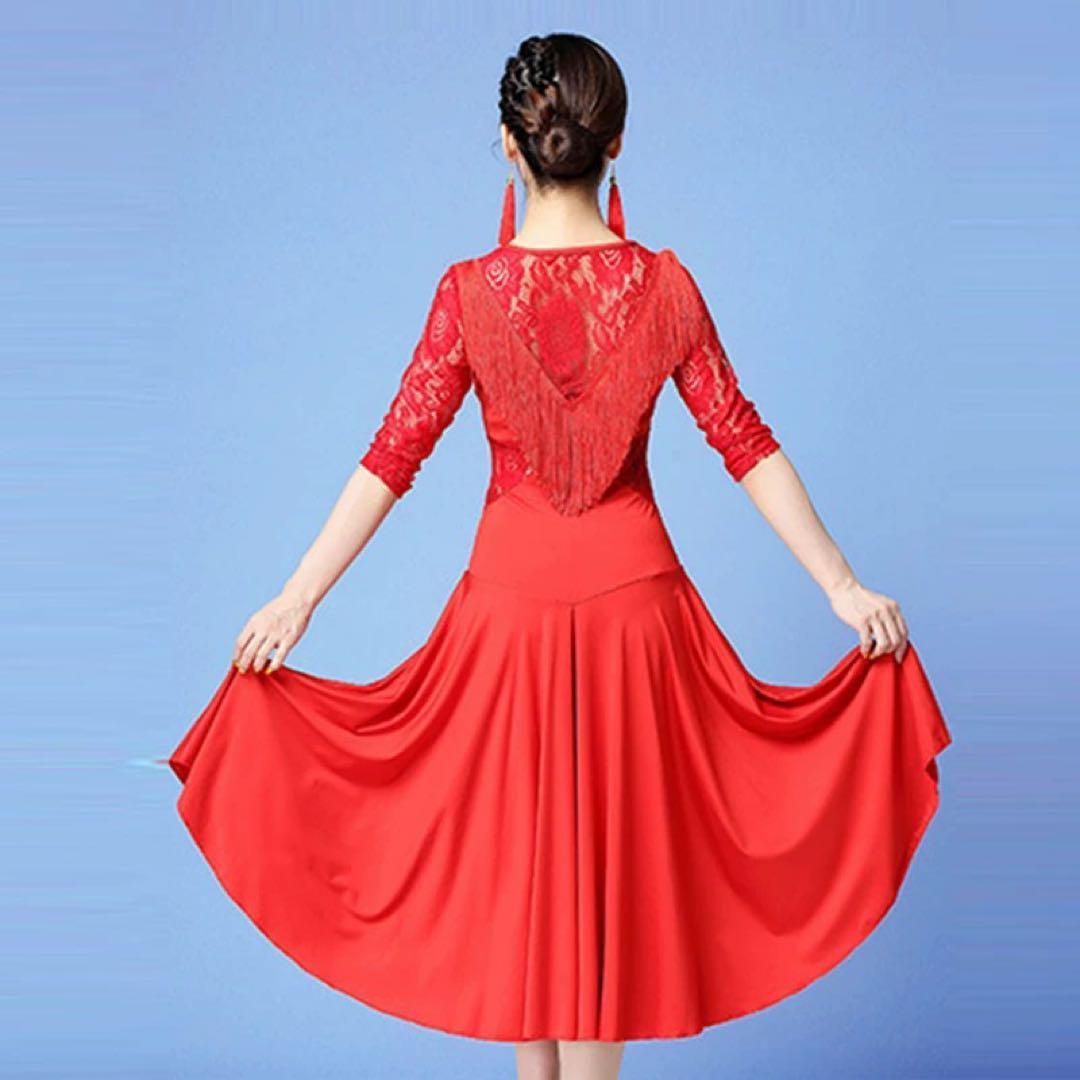 フリンジ&ストーン輝く?ラテン練習用スパッツ付きワンピース 新品未