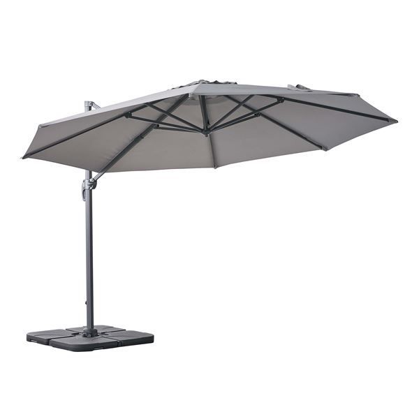 パラソル 約幅345×奥行410×高さ260cm グレー アルミ 組立品 バルコニー ウッドデッキ ベランダ 代引不可