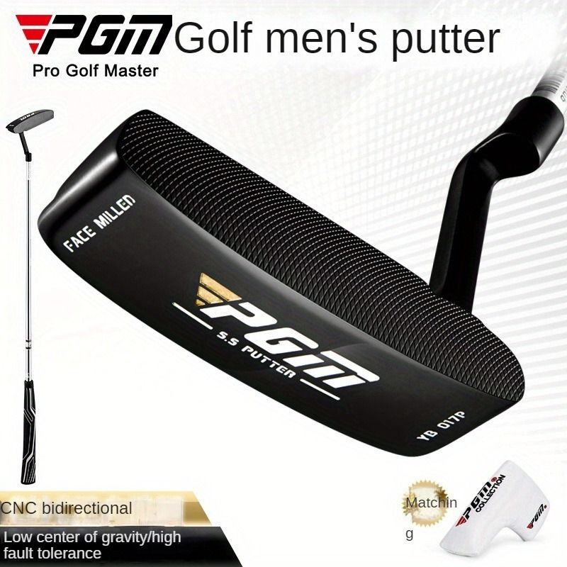 PGM メンズ ゴルフ パター - 右利き用 ステンレススチール ヘッド - シャフト 鋳造職人技 ラバーグリップ R-レギュラーフレックス 安定したパッティングのための低重心設計 - ブラック|ゴールデン