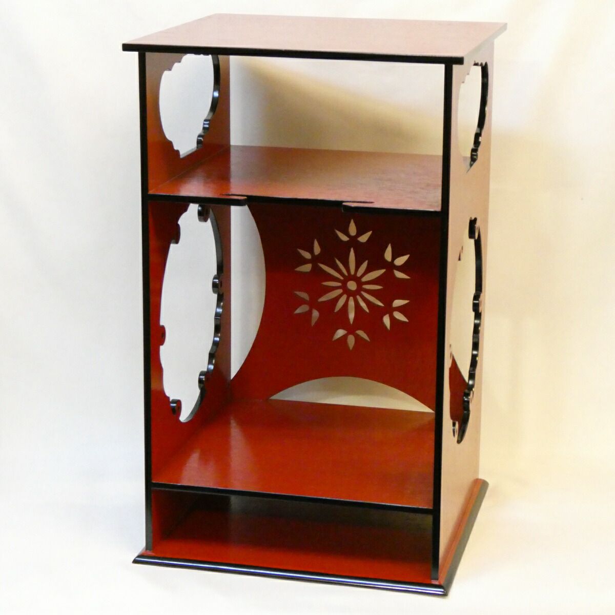 一元斎好写 雪輪棚 朱 江戸千家 不白流 固定式 掻合塗 茶道具