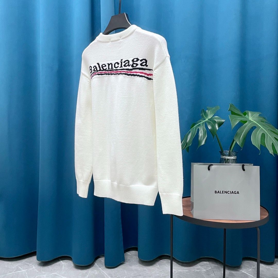 BALENCIAGA　ロゴ  長袖  ウール  ニットセーター  男女兼用