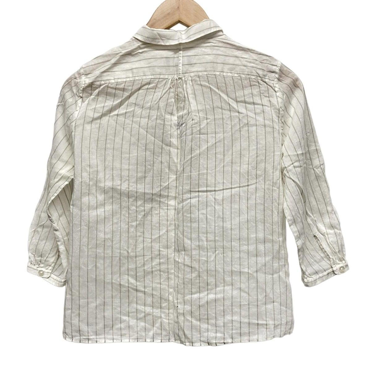 MARGARET HOWELL フリル付きシャツ サイズ1 グレー 美品MARGARET HOWELL フリル付きシャツ サイズI グレー