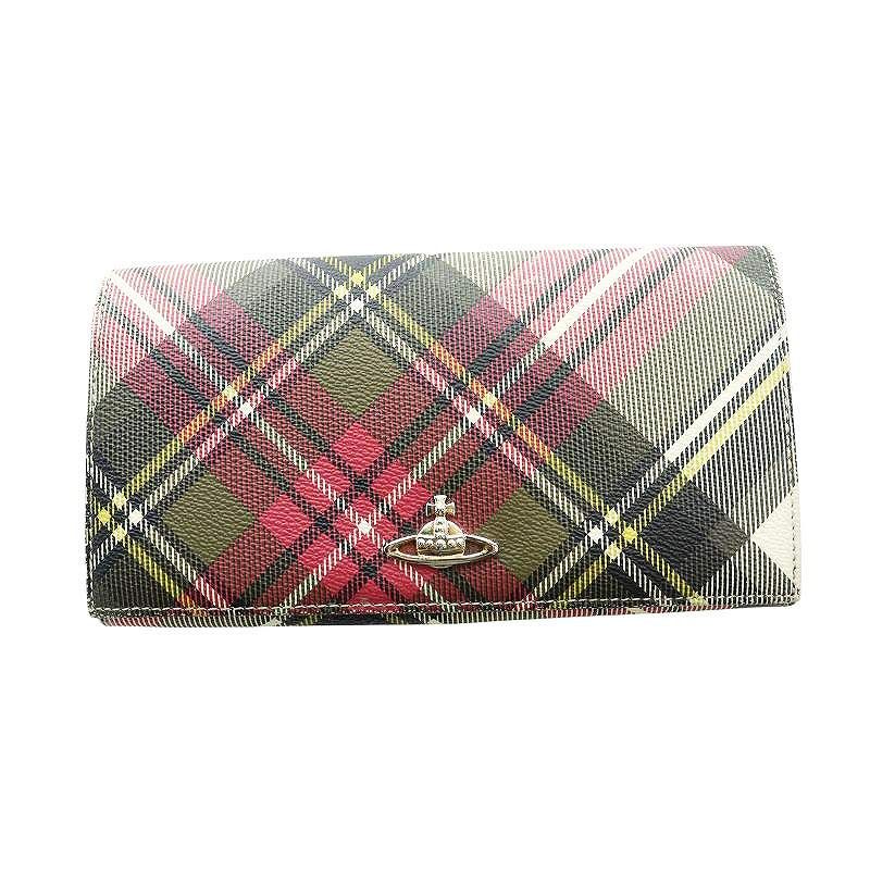 ヴィヴィアンウエストウッド Vivienne Westwood 長財布 ウォレット PVC レザー ダービー タータンチェック ロゴ マルチ GY18 |MQ