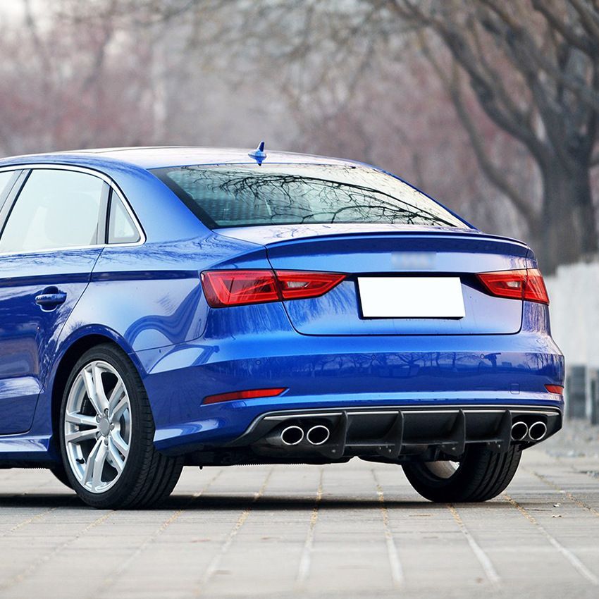アウディ S3 8V セダン 前期 2013-2015 リアディフューザー リアスポイラー リアリップ エアロパーツ 外装カスタム | ブラック | PP素材