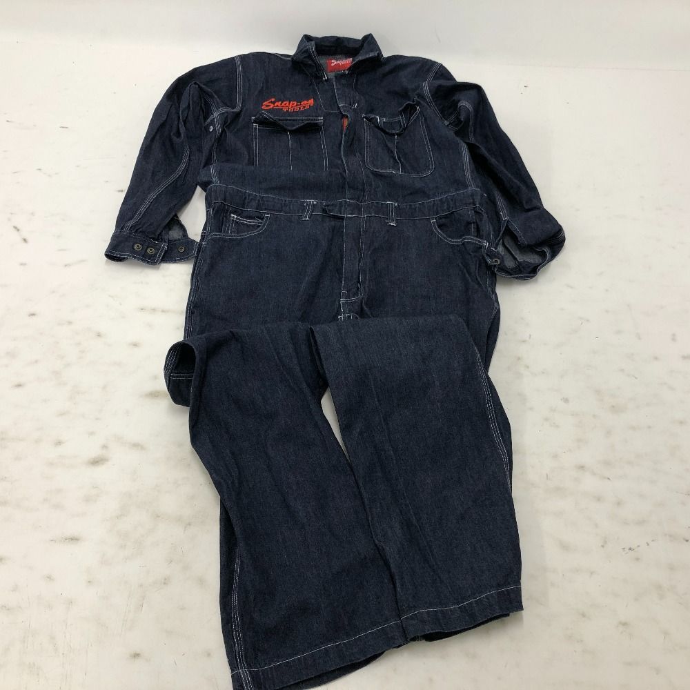 02w20095 Snap on スナップオン デニム 長袖 つなぎ ネイビー XL 中国製 メンズ オーバーオール コットン 品