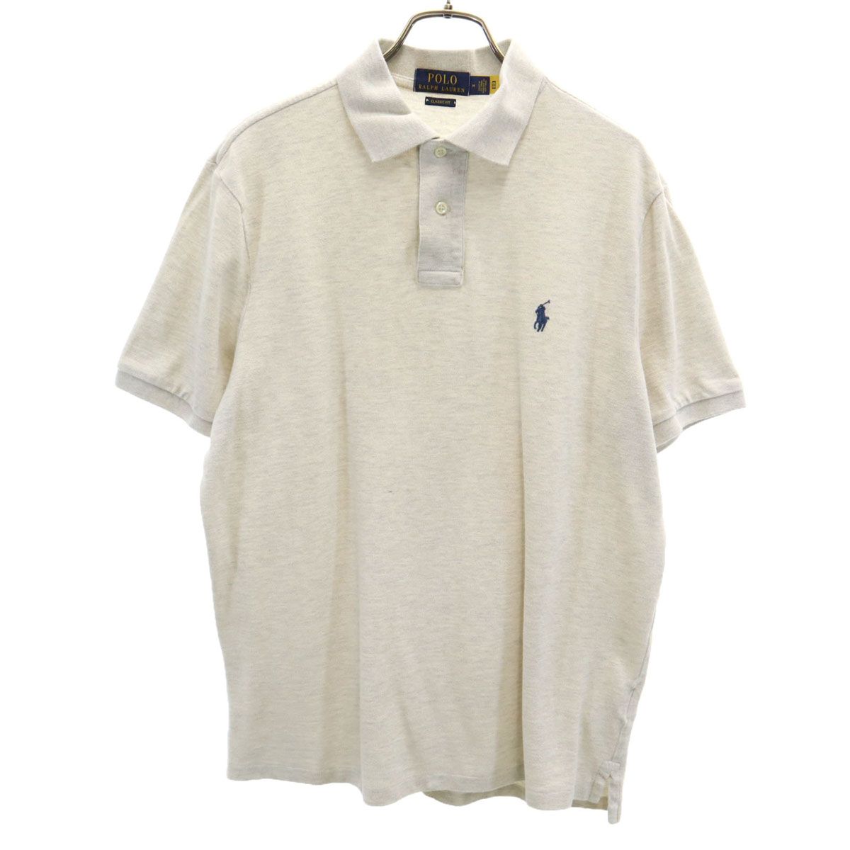 【新品】POLOラルフローレン半袖ポロシャツ杢グレーUS:M 1点物◇ラルフローレンPOLOグレー半袖ポロシャツ古着メンズSM
