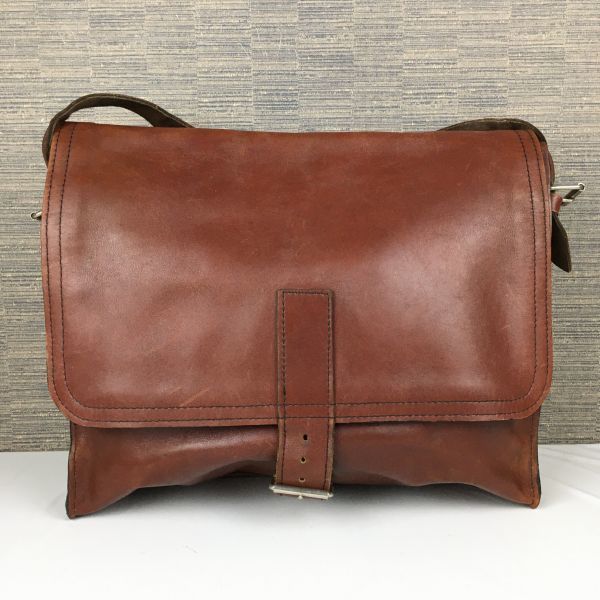 ハンドメイド　オールレザー　ショルダーバッグ　茶/ブラウン　管NO.B19-2 ハンドメイド オールレザー ショルダーバッグ 茶/ブラウン 管NO.B19-2