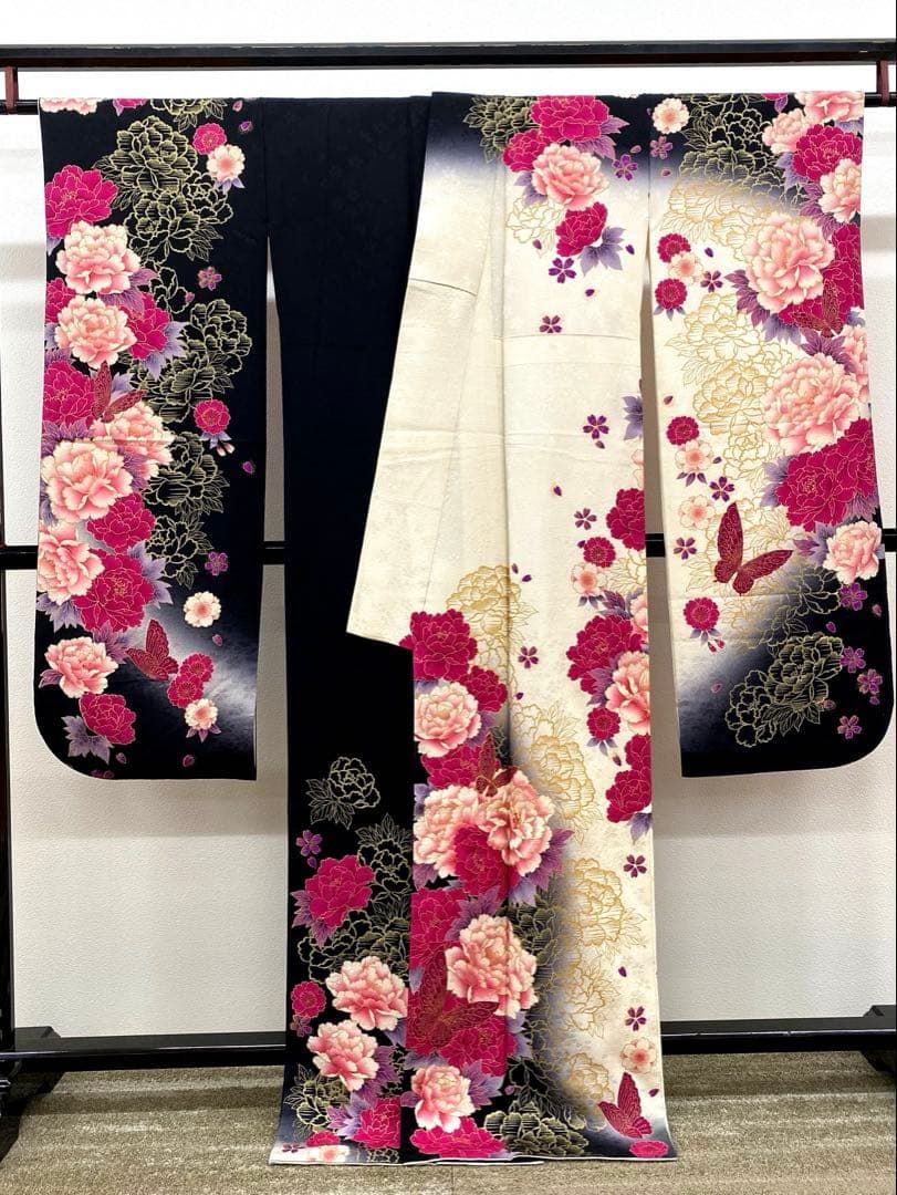 振袖 豪華 刺繍 金駒 金彩 紋意匠 牡丹 身丈165cm 振袖 豪華 金駒 刺繍 金彩 紋意匠 身丈 165cm