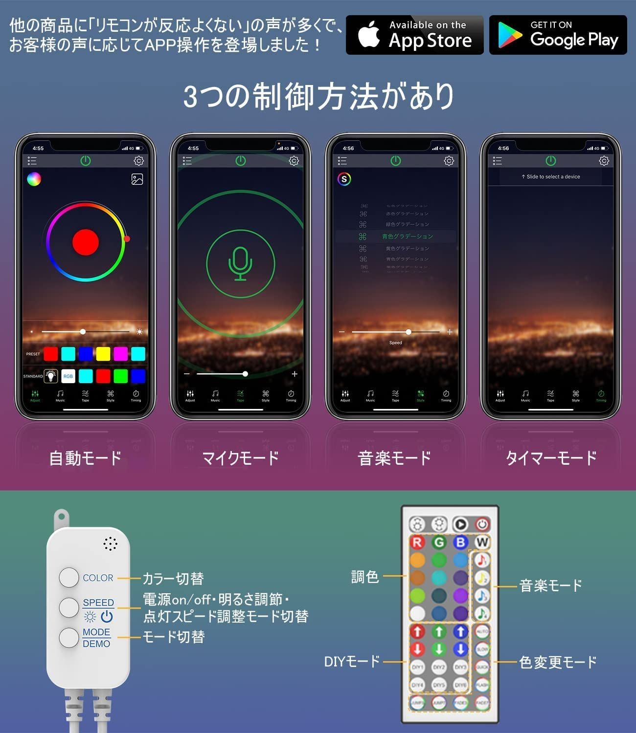 Jadisi LEDテープライト 10m RGB テープライト ledテープ 両面テープ 高輝度 非防水 調光調色 24v APP制御 40キーリモコン 切断可能 間接照明 DIY 室内装飾用