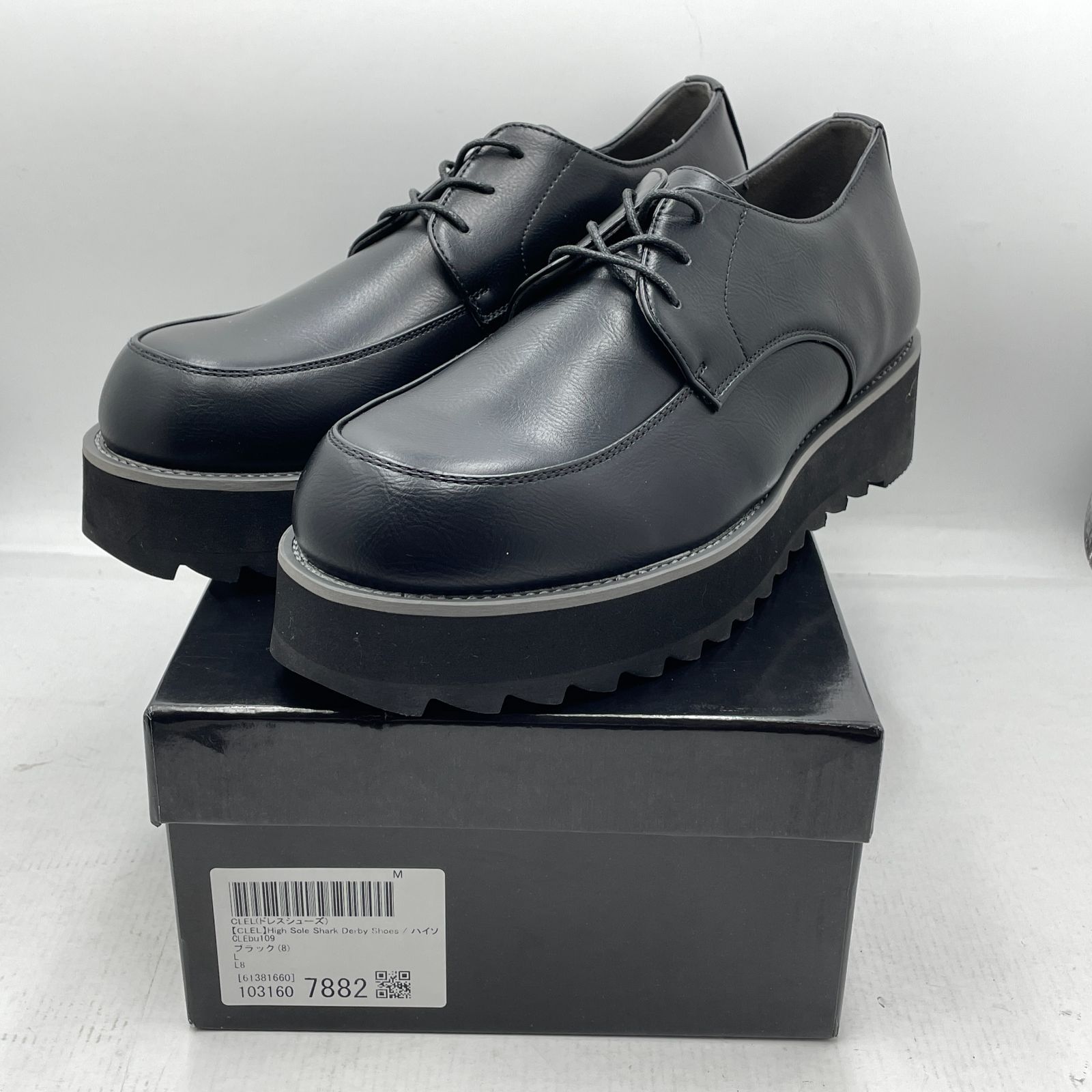 01m2208 CLEL クレイル High Sole Shark Derby Shoes ハイソール シャーク ダービーシューズ CLEbu109  Lサイズ ドレスシューズ ブラック 箱あり 中古 - メルカリ