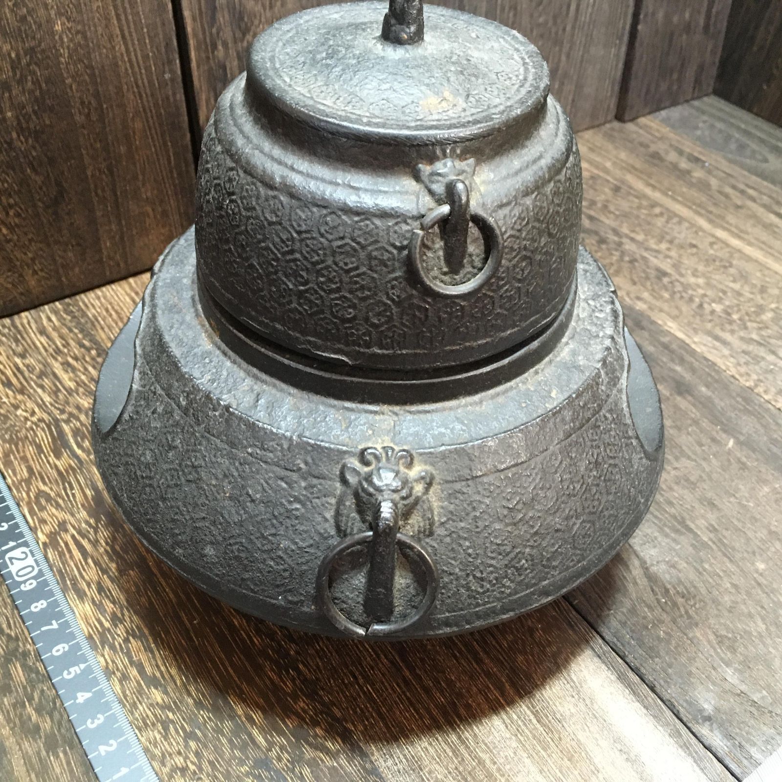 【味あり骨董】アンティーク 鉄釜 茶釜 風炉 鉄器 レトロ 古道具 インテリア 鉄器 風炉釜 茶道具 古民具 鉄 伝統工芸 昭和レトロ インテリア