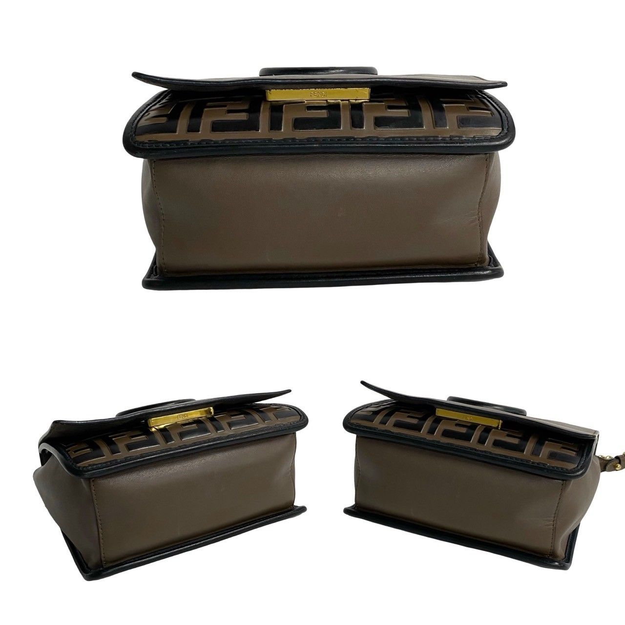 極 美品 FENDI フェンディ キャナイエフ F ロゴ 金具 レザー 2way  