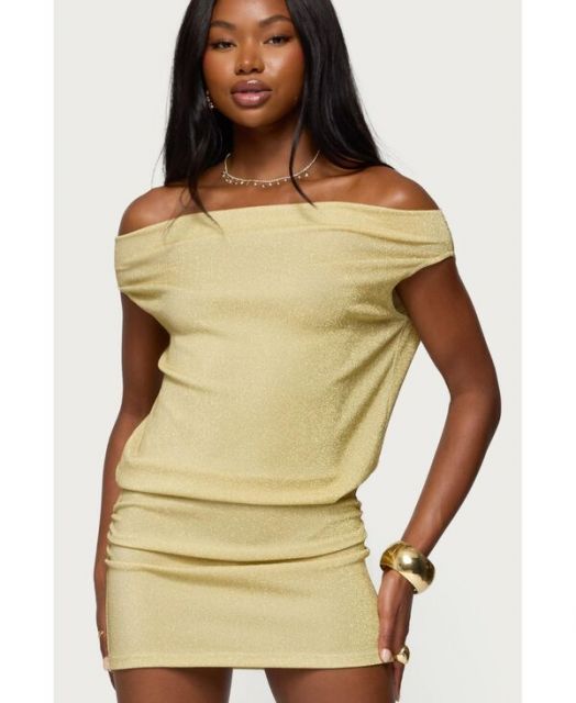 送料無料 アディクテッド レディース ワンピース トップス Womens Eris Metallic Off Shoulder Mini Dress G