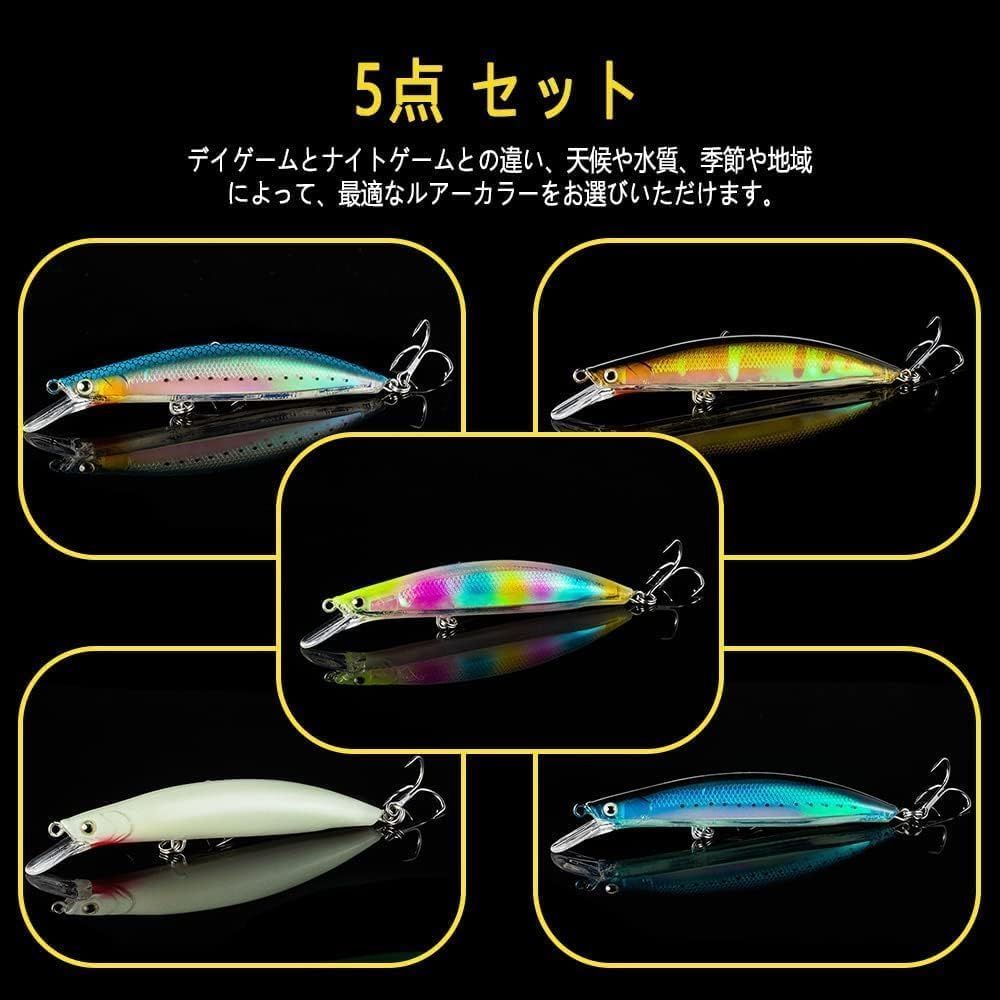 新着商品】5色 ミノー セット シーバス ヒラメ メバル 青物