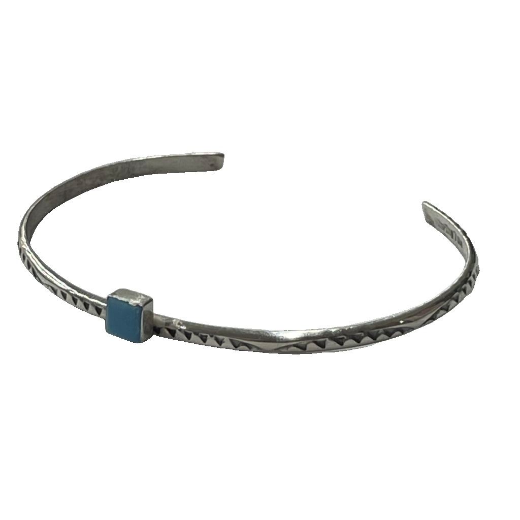 Lambert Tahe ロイストンターコイズ バングル ブレスレット スクエアカット スタンプワーク sterling刻印 シルバー