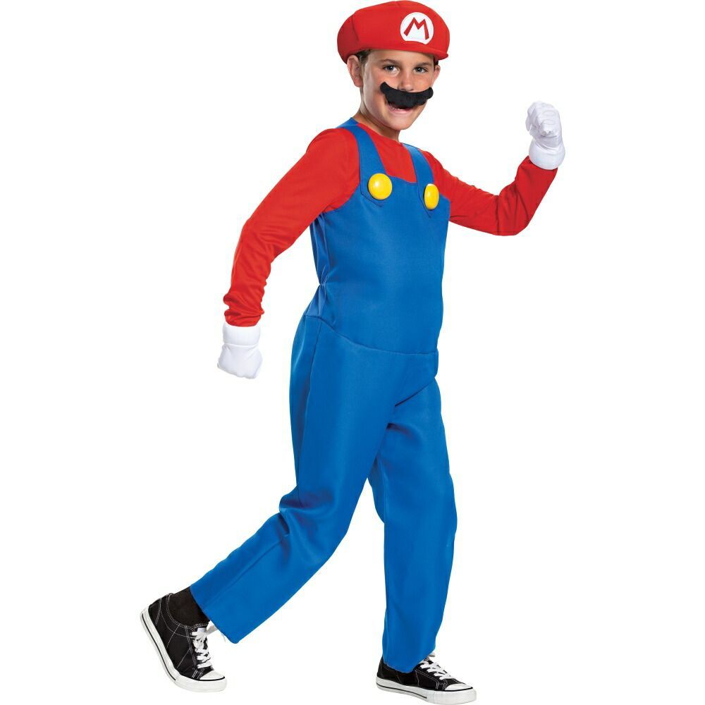 マリオ コスチューム S スーパーマリオ 子供男性用 deluxe コスプレ衣装
