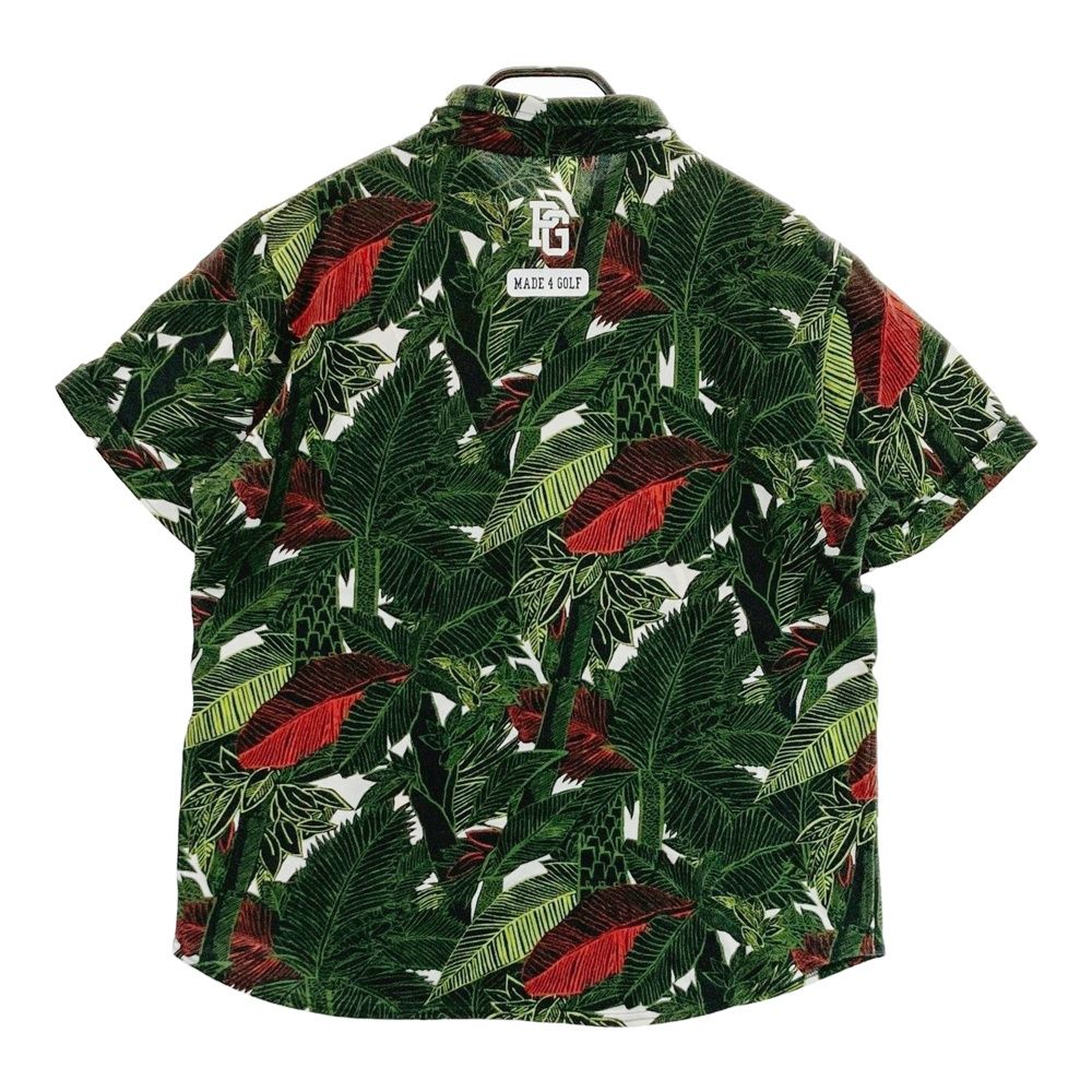 新品タグ付き【パーリーゲイツ】ヤシの木柄 半袖 ポロシャツ 0(S) パーリーゲイツ 半袖ポロシャツ ネイビー×白 総柄 ヤシの木 波