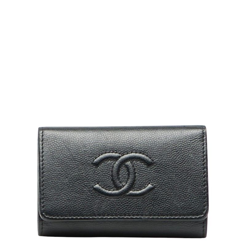 シャネル ココマーク キーケース 4連 ブラック キャビアスキン レディース CHANEL 1-0235270