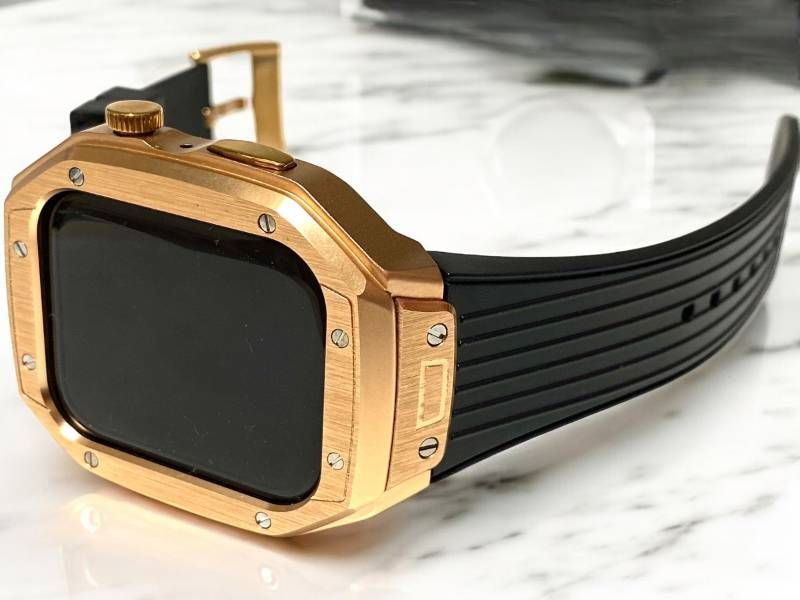 ブラックローズ ピンバックル メタル ラバー カスタム apple watch