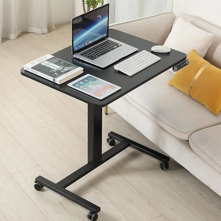 Radlove パソコンデスク 昇降式 サイドテーブル 電動昇降式 幅80CMx奥行60CM 介護テーブル PC ベッドテーブル 高さ調節可能 メモリー機能付き 高さ75～120cm( ブラック，  80x60CM)