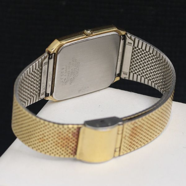 【稼働品】SEIKO Qz 6030-5340 スクエア ゴールド クォーツ セイコー 6030-5340 QZ ゴールド文字盤 メンズ腕時計 KRH