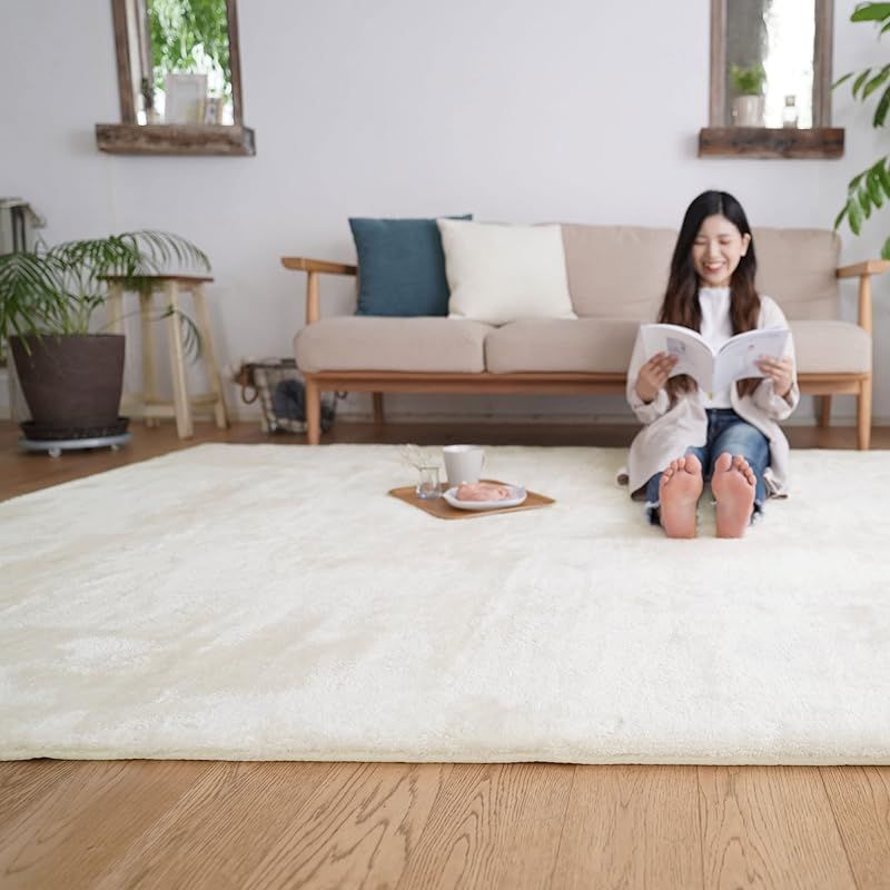 トシシミズ Toshishimizu ラグ アイボリー 130×190cm 洗える 高反発 ウレタン MS305 0 SEKIKENZAI_JP