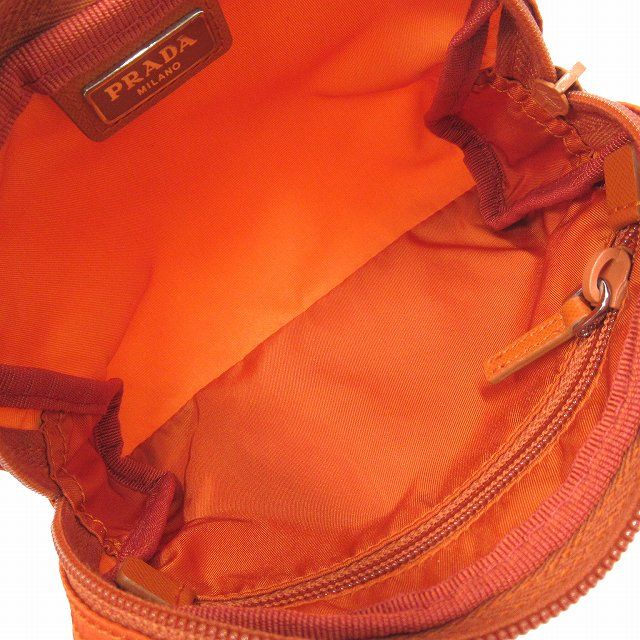 PRADA オレンジナイロン ミニポーチ 美品 プラダ PRADA ナイロン ポーチ 小物入れ トライアングル