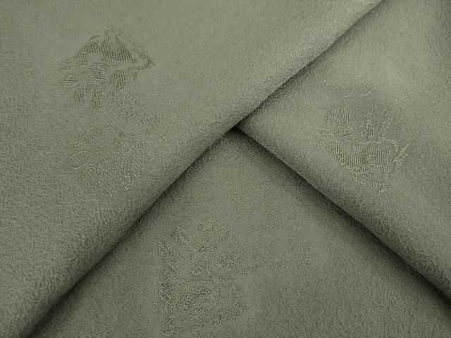 平和屋着物●上質な色無地 色紙兎花地紋 海松茶色 正絹 ♥ AABC6142ck